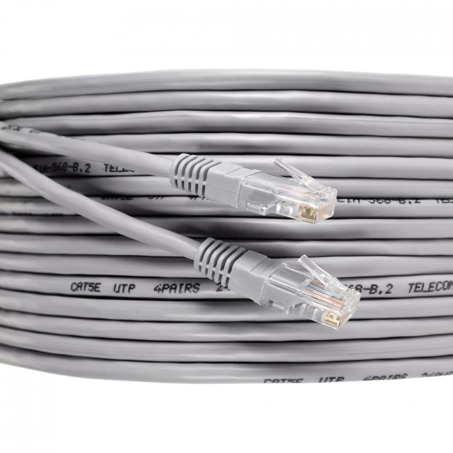 Патчкорд литой "Telecom" UTP кат.5е 15,0м серый VCOM NA102--15M