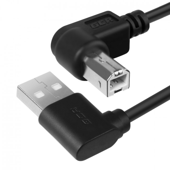 Greenconnect Кабель 1.5m USB 2.0, AM угловой/BM угловой, черный, 28/28 AWG, экран, армированный, морозостойкий, GCR-51172 Greenconnect USB 2.0  AM - USB 2.0 BM  1.5м — для бизнеса и офиса