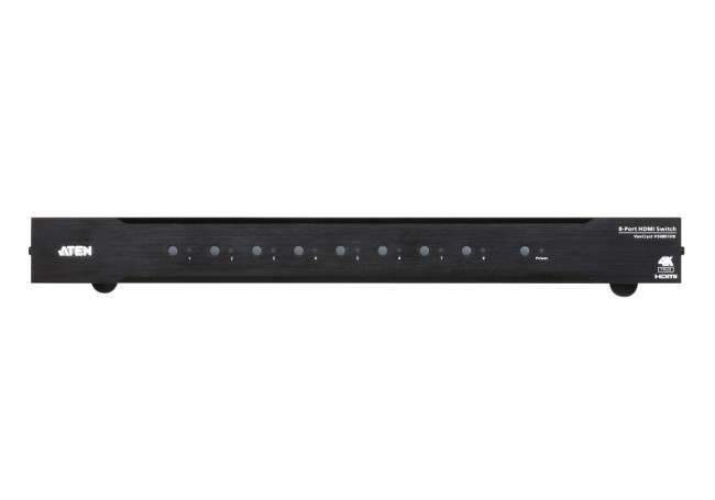 Переключатель, электрон.,4K HDMI, 8> 1 монитор,  без шнуров, (до 1920x1200 60Hz;HDTV 480p/720p/1080i/1080p;Ульт ДУ;порт RS232;20 метр.(24AWG)/15 метр.(28AWG);Б.П.220> 5.3V) ATEN VS0801HB — для бизнеса и офиса