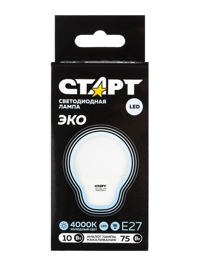 Лампа светодиодная СТАРТ груша E27 10W 4000К Лампа светодиодная СТАРТ груша E27 10W 4000К