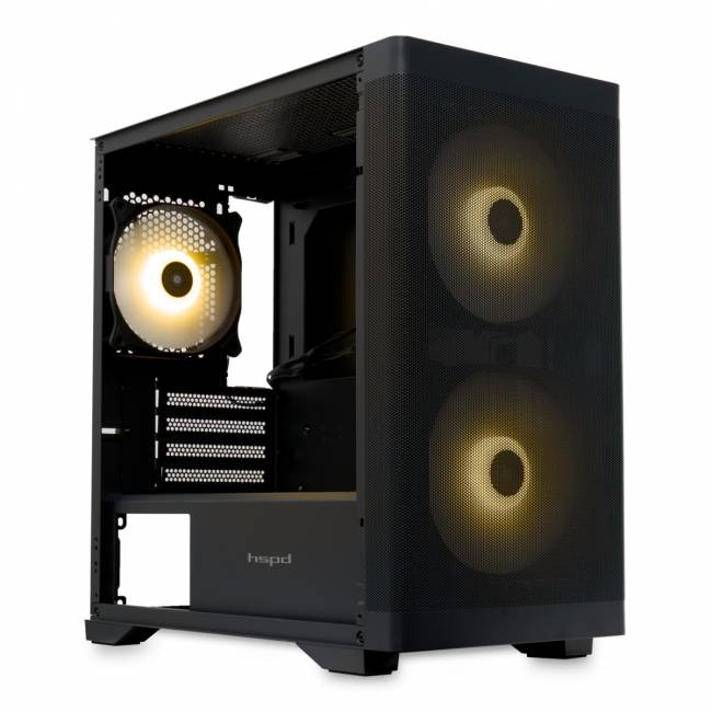 Корпус без блока питания HSPD M320-TGBK-ARGB — для бизнеса и офиса