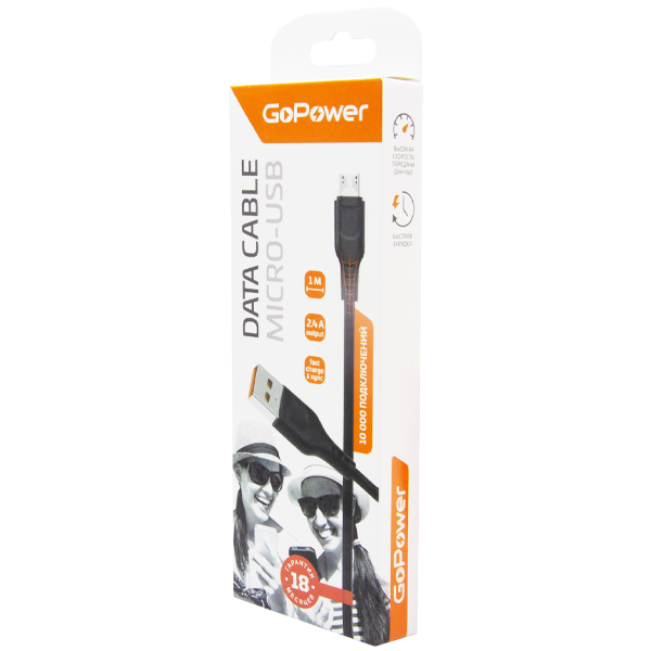 Кабель GoPower GP01M USB (m)-microUSB (m) 1.0м 2.4A ПВХ черный (1/800) Кабель GoPower GP01M (00-00018564) Кабель GoPower GP01M USB (m)-microUSB (m) 1.0м 2.4A ПВХ черный (1/800) Кабель GoPower GP01M (00-00018564)