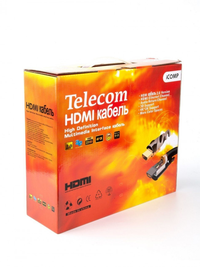 Кабель HDMI-19M --- HDMI-19M ver 2.0 4K*30Hz,15m 2F Telecom Pro <TCG220F-15M> VCOM HDMI (m) - HDMI (m) 15м