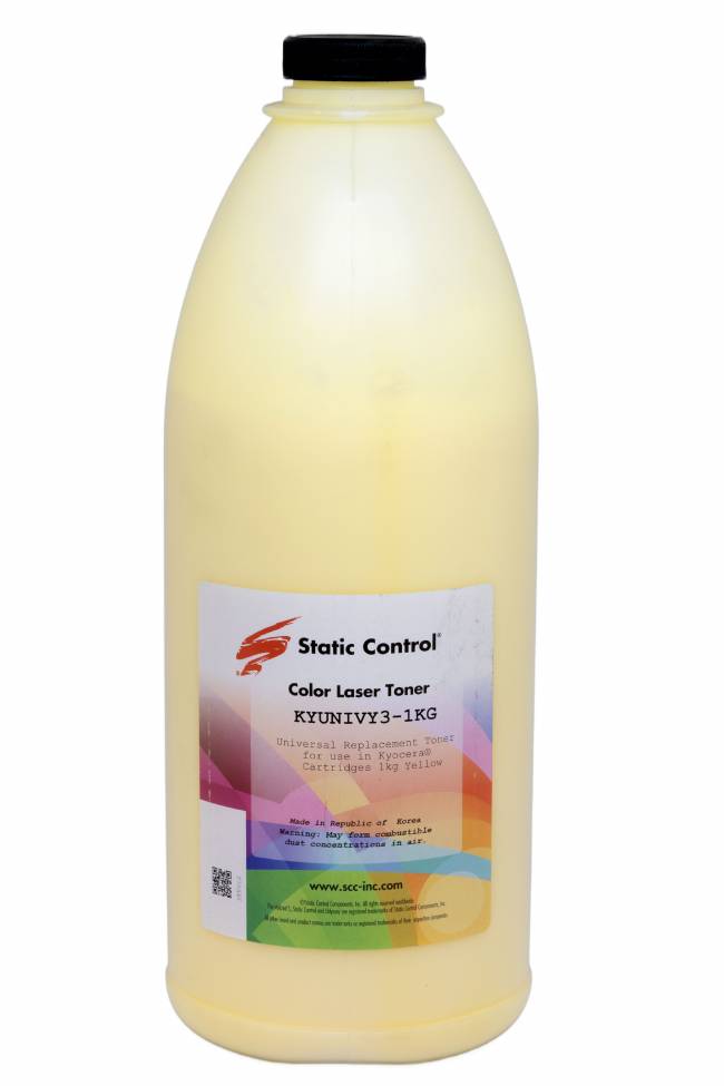 Тонер Static Control Универсальный для Kyocera, Y, 1 кг, флакон — для бизнеса и офиса