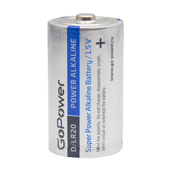 Батарейка GoPower LR20 D BL2 Alkaline 1.5V (2/12/96) блистер (2 шт.) Батарейка GoPower LR20 D (00-00017862) — для бизнеса и офиса