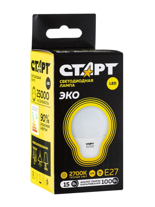 Лампа светодиодная СТАРТ груша E27 15W 3000К Лампа светодиодная СТАРТ груша E27 15W 3000К
