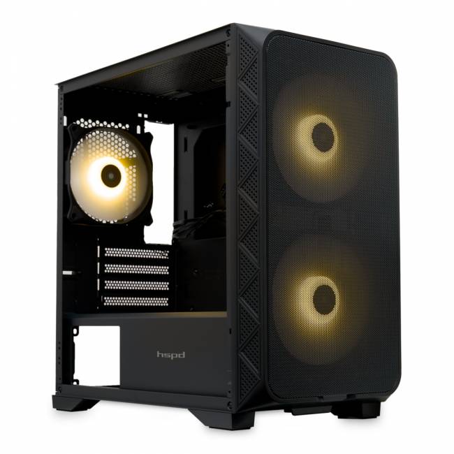 Корпус без блока питания HSPD M321-TGBK-ARGB — для бизнеса и офиса