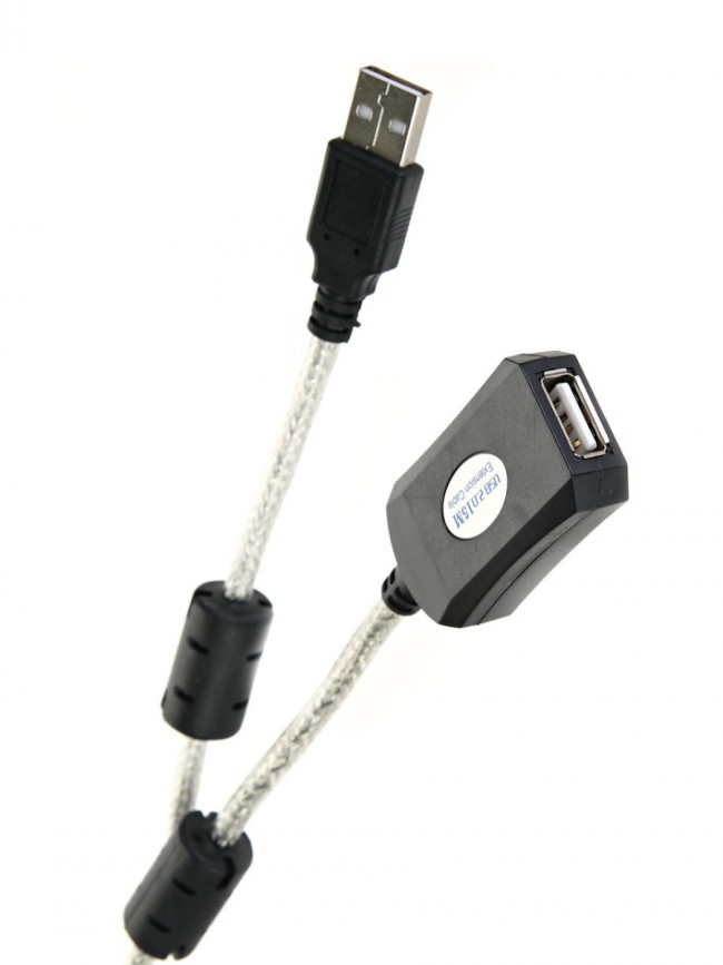 Кабель-адаптер USB2.0-repeater, удлинительный активный <Am-->Af> 15м Aopen/Qust <ACU823-15M> AOpen USB 2.0 Type-AM - USB 2.0 Type-AF 15м