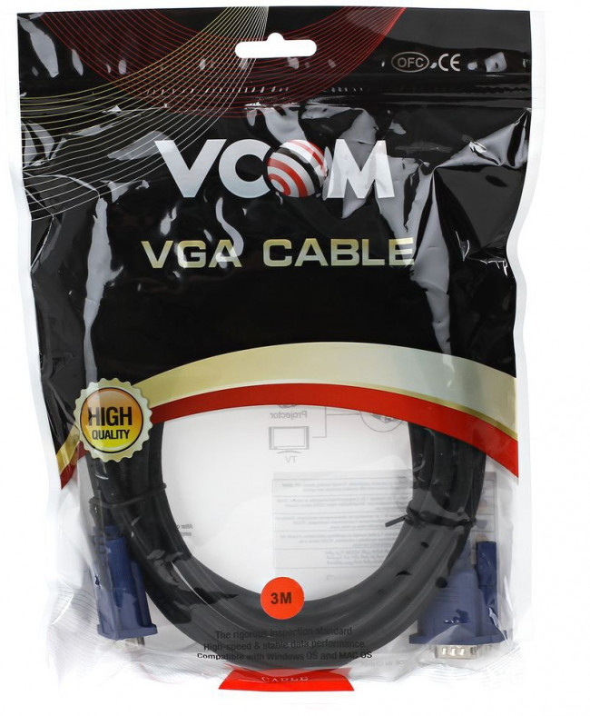 Кабель монитор-SVGA card (15M-15M) 3.0м 2 фильтра VCOM <VVG6448-3M> VCOM VGA (m) - VGA (m) 3м