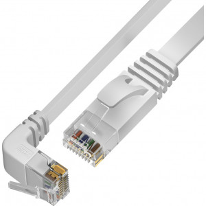 GCR Патч-корд PROF плоский 3.0m, UTP медь кат.6, белый, нижний угол, ethernet high speed 10 Гбит/с, RJ45, T568B Greenconnect GCR-54656