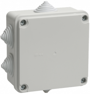 Коробка КМ41233 распаячная для о/п 100х100х50 мм IP44 (RAL7035, 6 гермовводов) ITK UKO11-100-100-050-K41-44