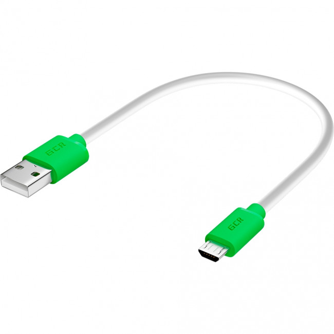 GCR Кабель 0.5m MicroUSB, белый, зеленые коннекторы, быстрая зарядка, 28/24 AWG, GCR-53225 Кабель Greenconnect 0.5 м (GCR-53225) — для бизнеса и офиса
