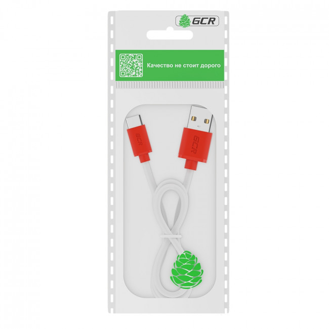 GCR Кабель 0.5m TypeC, белый, красные коннекторы, быстрая зарядка, 28/24 AWG, GCR-53235 Greenconnect USB 2.0 Type-AM - USB 2.0 Type-C (m) 0.5 м — для бизнеса и офиса