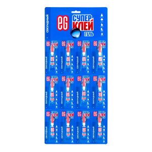 Секундный клей Еврогарант-гель 3г,. отрывная карта 12 шт Секундный клей Еврогарант-гель 3г,. отрывная карта 12 шт