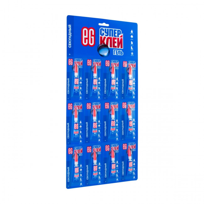 Секундный клей Еврогарант-гель 3г,. отрывная карта 12 шт Секундный клей Еврогарант-гель 3г,. отрывная карта 12 шт