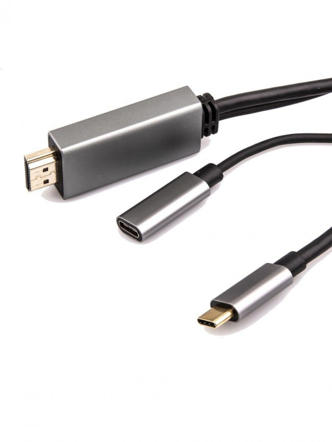 Кабель-адаптер USB 3.1 Type-Cm --> HDMI A(m) 4K@60Hz, 1.8m , PD, Alum Shell,VCOM <CU423MCPD-1.8M> VCOM USB 3.2 Type-C (m) - HDMI (m),USB 3.2 Type-C (m)