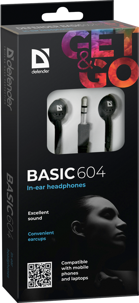 Defender Наушники вставки Basic 604 черный Defender Basic 604