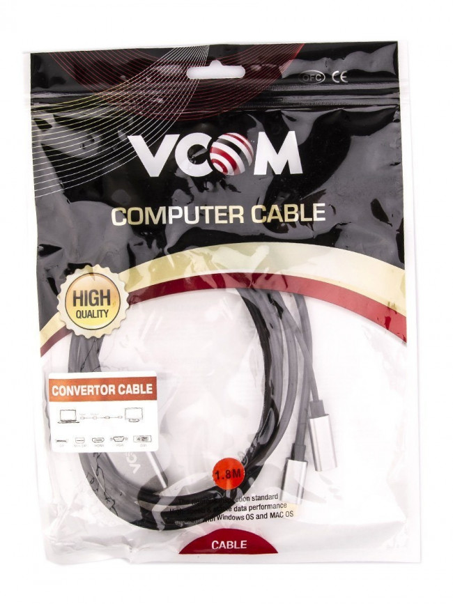Кабель-адаптер USB 3.1 Type-Cm --> DP(m) 4K@60Hz, 1.8m , PD,Aluminium Shell, VCOM <CU422MCPD-1.8M> VCOM USB 3.2 Type-C (m) - DisplayPort (m)