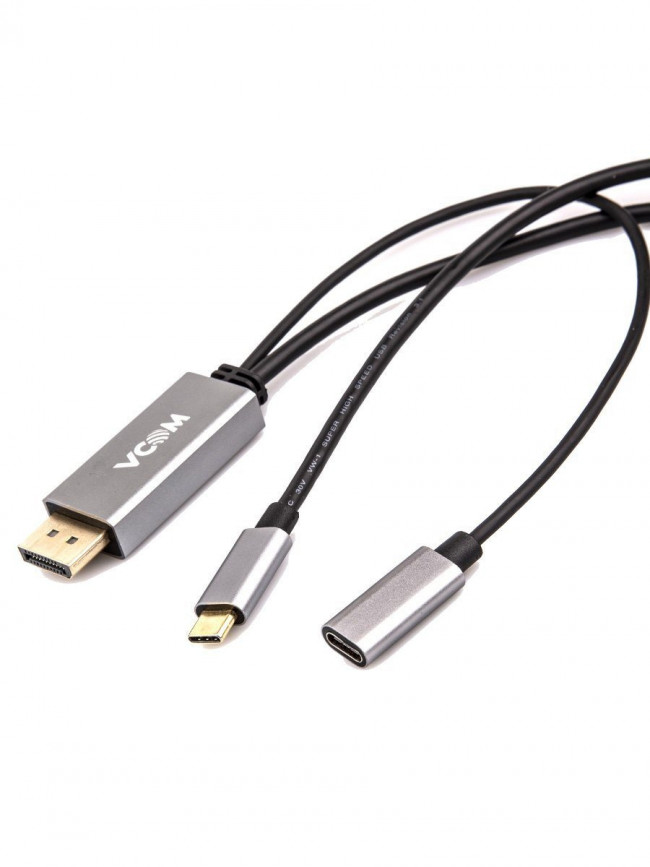 Кабель-адаптер USB 3.1 Type-Cm --> DP(m) 4K@60Hz, 1.8m , PD,Aluminium Shell, VCOM <CU422MCPD-1.8M> VCOM USB 3.2 Type-C (m) - DisplayPort (m)