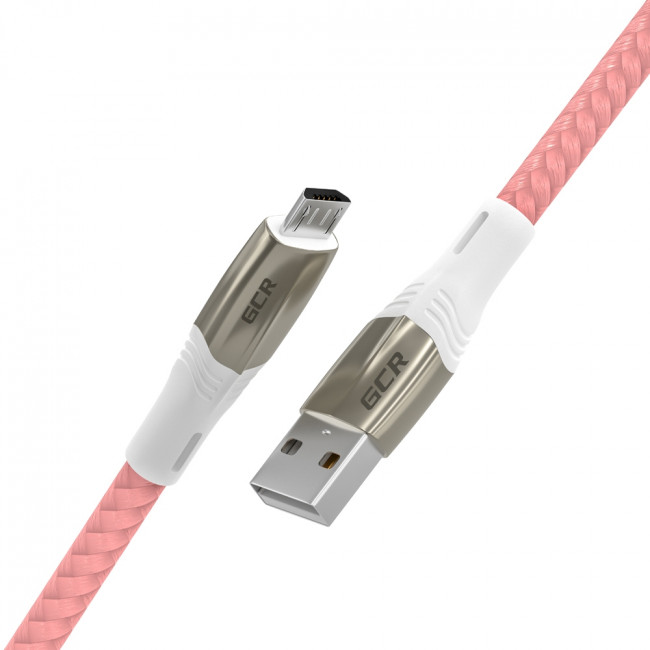GCR Кабель 1.2m MicroUSB series MERCEDES, PINK NYLON, супер быстрая зарядка, 28/22 AWG, GCR-51954 Greenconnect  USB 2.0 Type-AM - microUSB 2.0 (m) 1.2м — для бизнеса и офиса