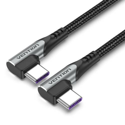 Кабель Vention USB 2.0 CM/CM угловой - 1м. Серый 5А PD100W Vention TANHF — для бизнеса и офиса Кабель Vention USB 2.0 CM/CM угловой - 1м. Серый 5А PD100W Vention TANHF — для бизнеса и офиса