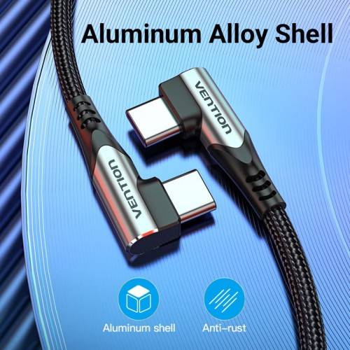 Кабель Vention USB 2.0 CM/CM угловой - 1м. Серый 5А PD100W Vention TANHF — для бизнеса и офиса Кабель Vention USB 2.0 CM/CM угловой - 1м. Серый 5А PD100W Vention TANHF — для бизнеса и офиса