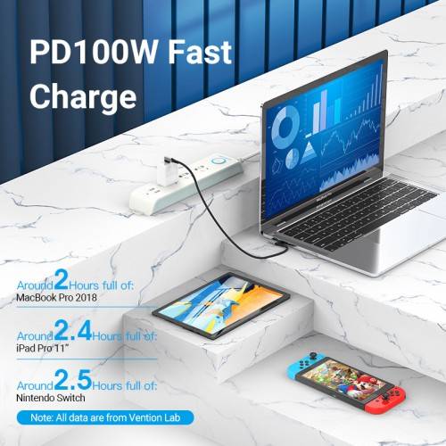 Кабель Vention USB 2.0 CM/CM угловой - 1м. Серый 5А PD100W Vention TANHF — для бизнеса и офиса Кабель Vention USB 2.0 CM/CM угловой - 1м. Серый 5А PD100W Vention TANHF — для бизнеса и офиса