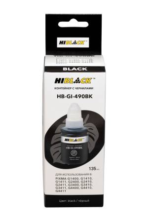 Контейнер с чернилами Hi-Black (HB-GI-490BK) для Canon G1400/2400/3400, BK pigm, 135ml