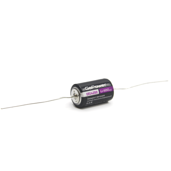 Батарейка GoPower 14250 1/2AA PC1 Li-SOCl2 3.6V с выводами (1/10/500) Батарейка GoPower 14250 1/2AA (00-00015330)