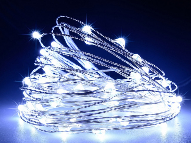 Гирлянда Гирлянда 20LED CR2032, 1 режим, 2 м, медь, белый