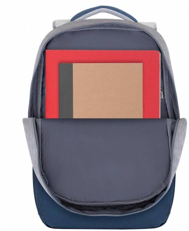 Рюкзак для ноутбука 17.3" Riva 7567 GREY/DARK BLUE — для бизнеса и офиса