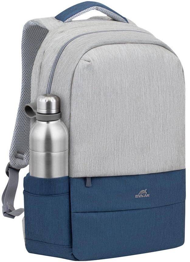 Рюкзак для ноутбука 17.3" Riva 7567 GREY/DARK BLUE — для бизнеса и офиса