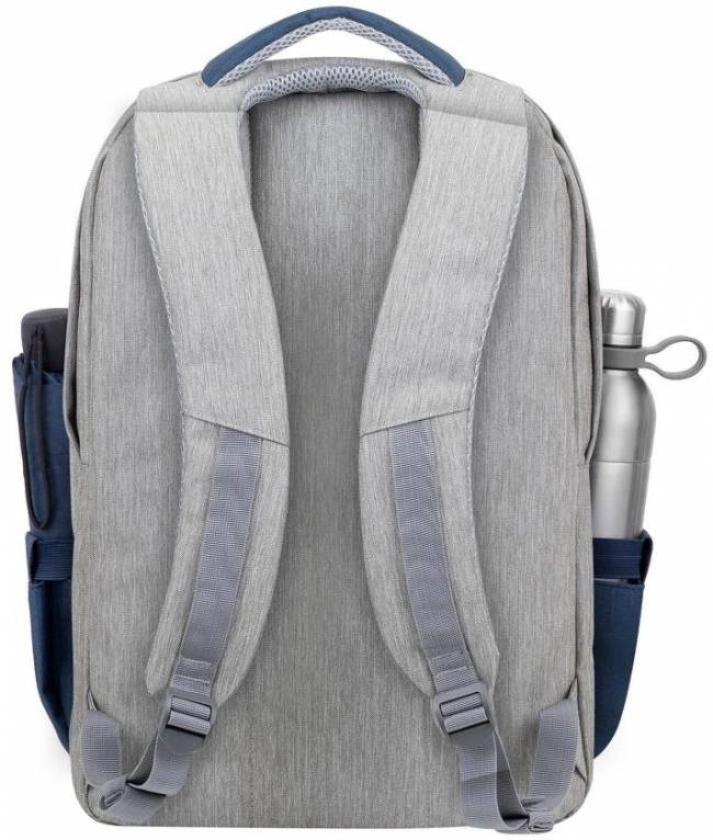 Рюкзак для ноутбука 17.3" Riva 7567 GREY/DARK BLUE — для бизнеса и офиса