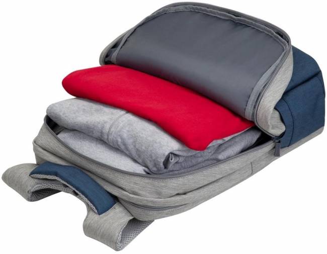 Рюкзак для ноутбука 17.3" Riva 7567 GREY/DARK BLUE — для бизнеса и офиса
