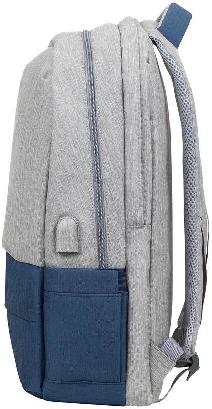 Рюкзак для ноутбука 17.3" Riva 7567 GREY/DARK BLUE — для бизнеса и офиса
