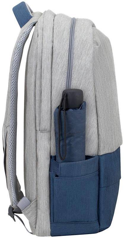 Рюкзак для ноутбука 17.3" Riva 7567 GREY/DARK BLUE — для бизнеса и офиса