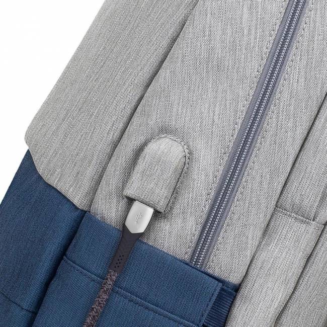 Рюкзак для ноутбука 17.3" Riva 7567 GREY/DARK BLUE — для бизнеса и офиса