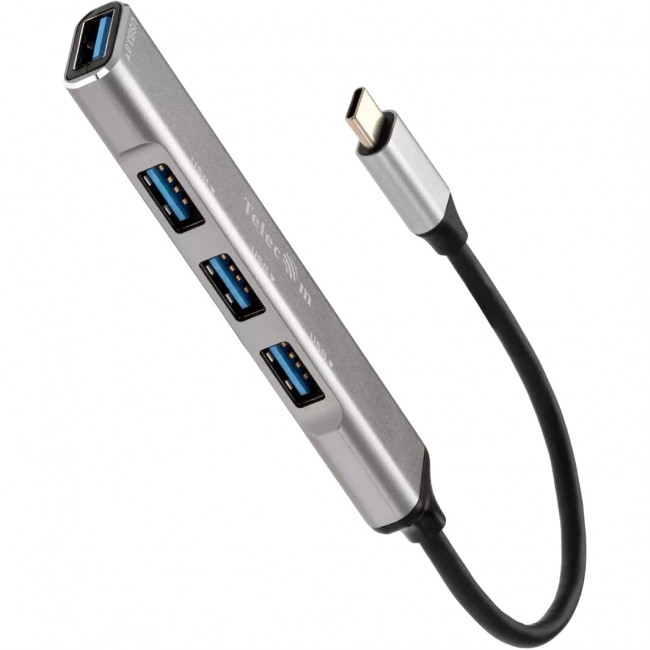 Переходник USB 3.1 Type-C-->USB3.0+3 USB2.0, Aluminum Shell, 0.2м Telecom <TA308C> Мультифункциональный хаб Telecom USB 3.1 Type C M/USB 3.0 F/3 x USB 2.0 F (TA308C)