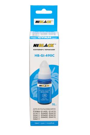 Контейнер с чернилами Hi-Black (HB-GI-490C) для Canon G1400/2400/3400, C, 70ml