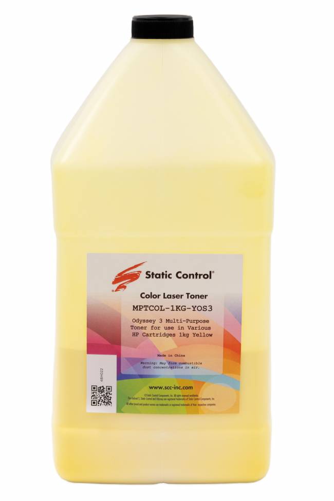 Тонер Static Control Универсальный для HP CLJ CP1515/Pro M254/Pro M454/Canon MF-83, Y, 1 кг, флакон — для бизнеса и офиса