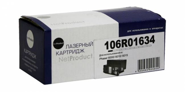 Тонер-картридж NetProduct (N-106R01634) для Xerox Phaser 6000/6010/WC6015, Bk, 2K — для бизнеса и офиса