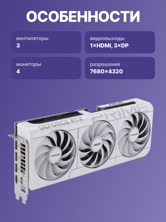 Видеокарта ASUS PRIME RTX5070 O12G WHITE — для бизнеса и офиса
