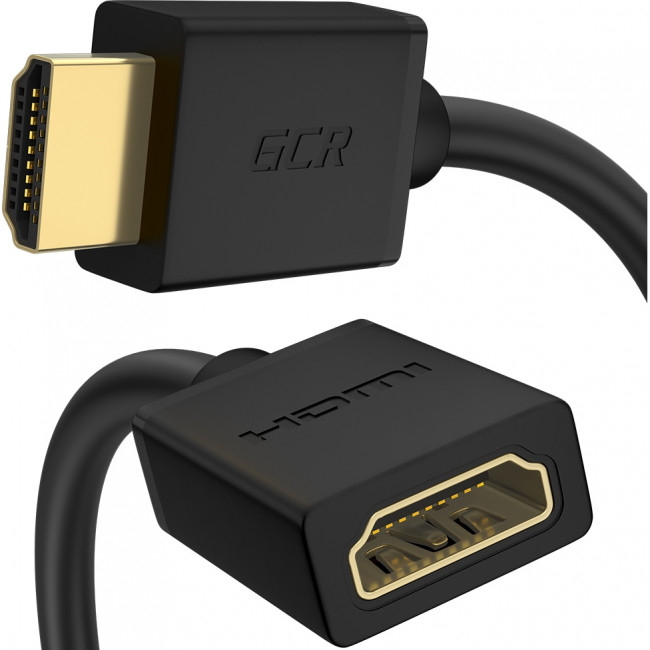 GCR Удлинитель 3.0m v1.4 HDMI-HDMI черный, 30/30 AWG, позолоченные контакты, Ethernet 10.2 Гбит/c, 19M / 19F, экран, GCR-54447 Greenconnect GCR-54447, 3 м