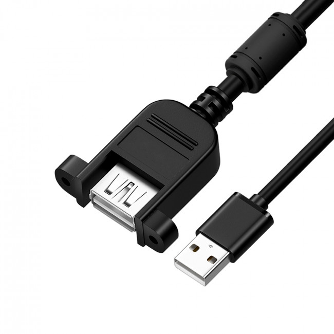 GCR Удлинитель 1.5m USB AM/AF крепление под винт, черный, GCR-54747 Удлинитель Greenconnect 1.5 м (GCR-54747)
