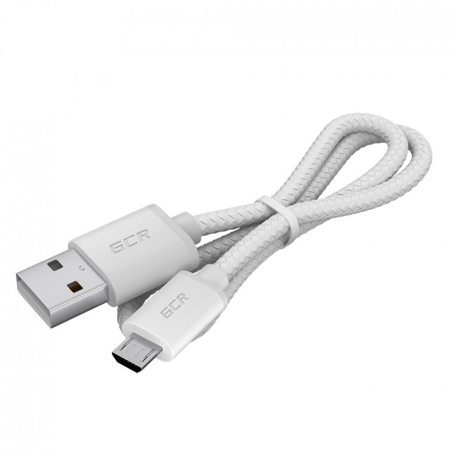 GCR Кабель 1.0m MicroUSB, быстрая зарядка, белый нейлон, GCR-54082 Кабель Greenconnect 1 м (GCR-54082) — для бизнеса и офиса