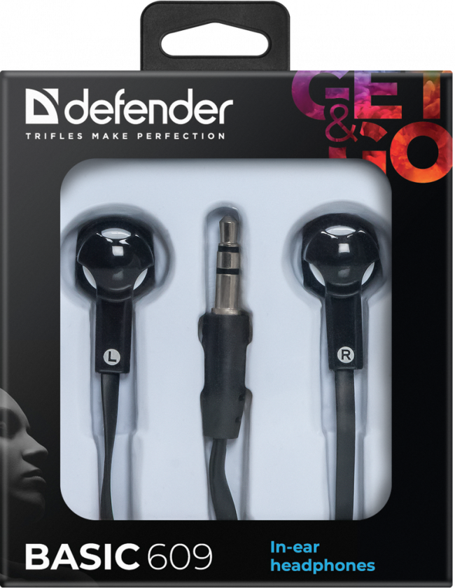 Defender Наушники вставки Basic 609 черный + белый Defender Basic 609