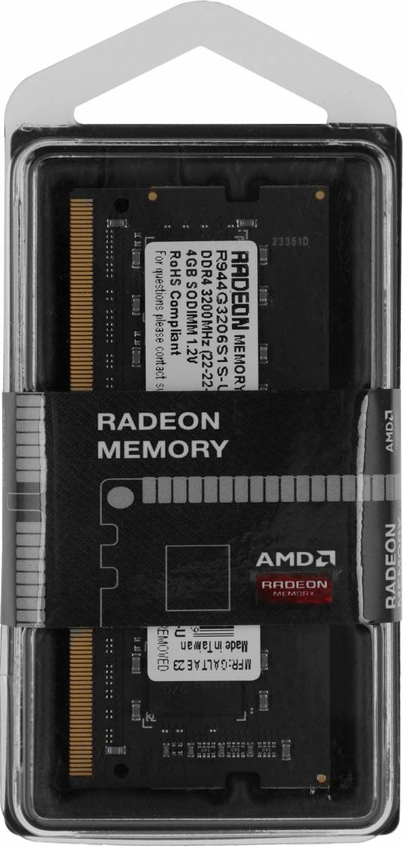 Память DDR4 4GB 3200MHz AMD R944G3206S1S-U — для бизнеса и офиса Память DDR4 4GB 3200MHz AMD R944G3206S1S-U — для бизнеса и офиса