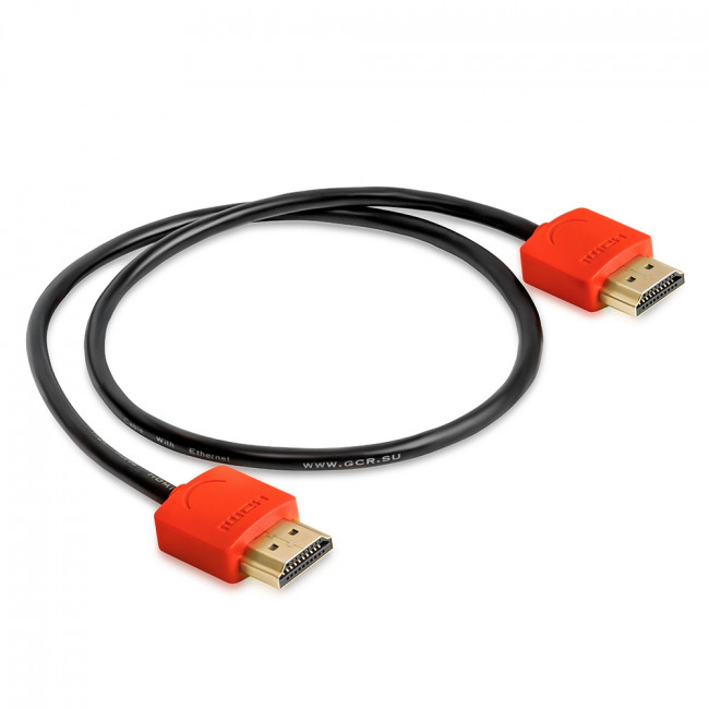 Greenconnect Кабель SLIM 3.0m HDMI 2.0, красные коннекторы Slim, OD3.8mm, HDR 4:2:2, Ultra HD, 4K 60 fps 60Hz, 3D, AUDIO, 18.0 Гбит/с, 32/32 AWG, GCR-51601 Greenconnect HDMI (m) - HDMI (m) 3м — для бизнеса и офиса