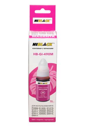 Контейнер с чернилами Hi-Black (HB-GI-490M) для Canon G1400/2400/3400, M, 70ml