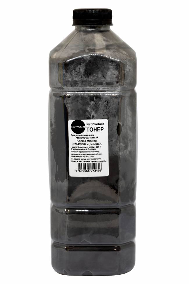 Тонер NetProduct Универсальный для Konica Minolta C284/C364 с девелоп., K, 500 г, канистра — для бизнеса и офиса